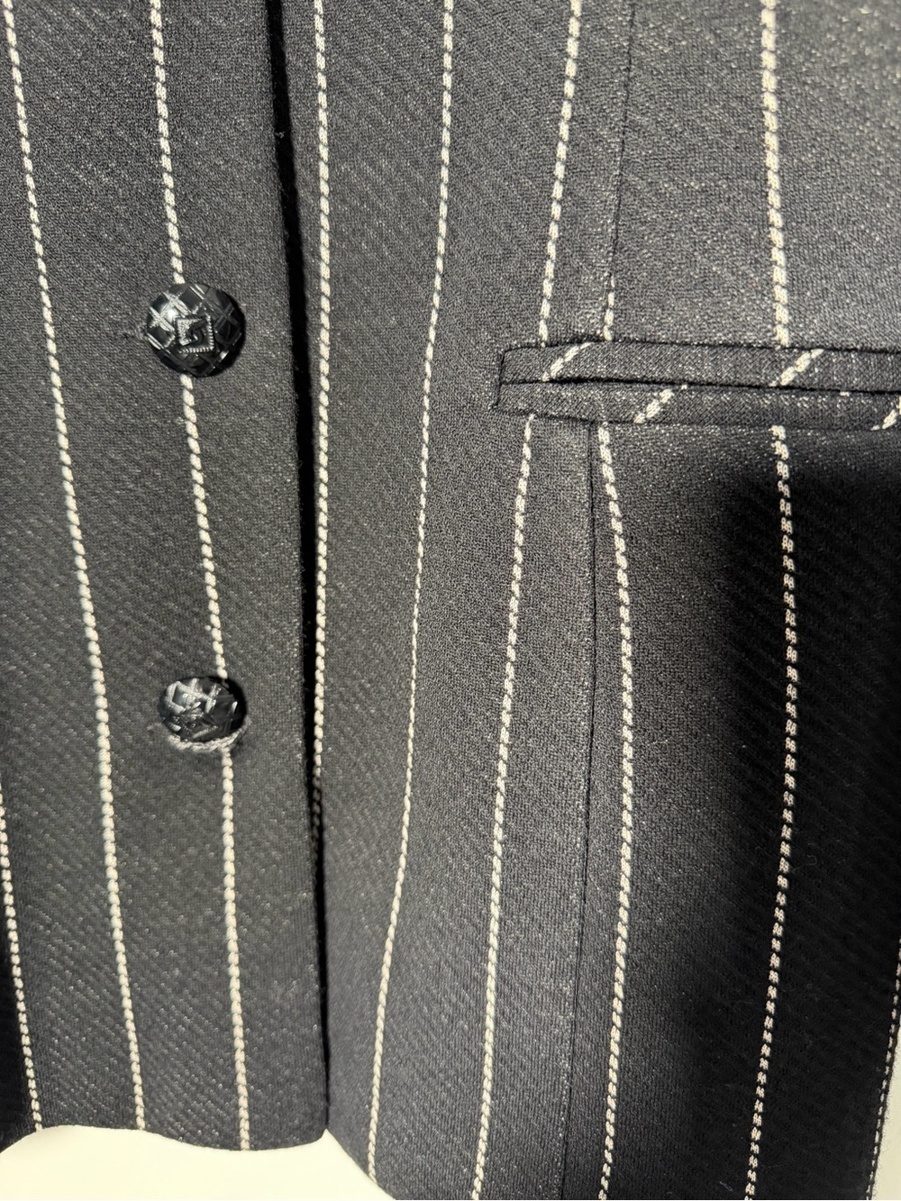 Italian Striped Tailored Black Women's Blazer Jacket - Picture 5 of 10